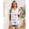 Zeagoo Women Blouses Puff Short Sleeve Tops V Neck Dressy Casual Spring Shirts Boho Floral Cute Clothes 2026(Bf290-white Flowers)