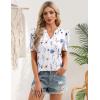 Zeagoo Women Blouses Puff Short Sleeve Tops V Neck Dressy Casual Spring Shirts Boho Floral Cute Clothes 2026(Bf290-white Flowers)