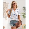 Zeagoo Women Blouses Puff Short Sleeve Tops V Neck Dressy Casual Spring Shirts Boho Floral Cute Clothes 2026(Bf290-white Flowers)