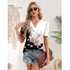 Zeagoo Women Blouses Puff Short Sleeve Tops V Neck Dressy Casual Spring Shirts Boho Floral Cute Clothes 2026(Bf347-pattern)