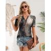Zeagoo Women Blouses Puff Short Sleeve Tops V Neck Dressy Casual Spring Shirts Boho Floral Cute Clothes 2026(Cx278-multicolored)