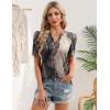 Zeagoo Women Blouses Puff Short Sleeve Tops V Neck Dressy Casual Spring Shirts Boho Floral Cute Clothes 2026(Cx278-multicolored)