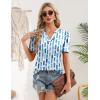 Zeagoo Women Blouses Puff Short Sleeve Tops V Neck Dressy Casual Spring Shirts Boho Floral Cute Clothes 2026(Cx329-blue)