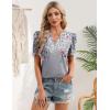Zeagoo Women Blouses Puff Short Sleeve Tops V Neck Dressy Casual Spring Shirts Boho Floral Cute Clothes 2026(Hf36-grey)