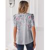 Zeagoo Women Blouses Puff Short Sleeve Tops V Neck Dressy Casual Spring Shirts Boho Floral Cute Clothes 2026(Hf36-grey)