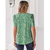 Zeagoo Women Blouses Puff Short Sleeve Tops V Neck Dressy Casual Spring Shirts Boho Floral Cute Clothes 2026(Jh560-green)