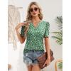 Zeagoo Women Blouses Puff Short Sleeve Tops V Neck Dressy Casual Spring Shirts Boho Floral Cute Clothes 2026(Jh560-green)