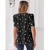 Zeagoo Women Blouses Puff Short Sleeve Tops V Neck Dressy Casual Spring Shirts Boho Floral Cute Clothes 2026(Jh601-black)