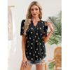 Zeagoo Women Blouses Puff Short Sleeve Tops V Neck Dressy Casual Spring Shirts Boho Floral Cute Clothes 2026(Jh601-black)