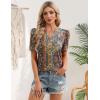 Zeagoo Women Blouses Puff Short Sleeve Tops V Neck Dressy Casual Spring Shirts Boho Floral Cute Clothes 2026(Mz721-multicolored)