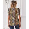 Zeagoo Women Blouses Puff Short Sleeve Tops V Neck Dressy Casual Spring Shirts Boho Floral Cute Clothes 2026(Mz721-multicolored)