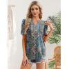 Zeagoo Women Blouses Puff Short Sleeve Tops V Neck Dressy Casual Spring Shirts Boho Floral Cute Clothes 2026(Mz779-multicolored)
