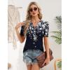 Zeagoo Women Blouses Puff Short Sleeve Tops V Neck Dressy Casual Spring Shirts Boho Floral Cute Clothes 2026(Sf103-navy)