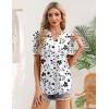 Zeagoo Women Blouses Puff Short Sleeve Tops V Neck Dressy Casual Spring Shirts Boho Floral Cute Clothes 2026(Sf291-white)