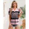 Zeagoo Women Blouses Puff Short Sleeve Tops V Neck Dressy Casual Spring Shirts Boho Floral Cute Clothes 2026(Tz245-stripe)