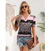 Zeagoo Women Blouses Puff Short Sleeve Tops V Neck Dressy Casual Spring Shirts Boho Floral Cute Clothes 2026(Tz245-stripe)