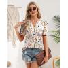 Zeagoo Women Blouses Puff Short Sleeve Tops V Neck Dressy Casual Spring Shirts Boho Floral Cute Clothes 2026(Wf109-apricot)