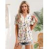 Zeagoo Women Blouses Puff Short Sleeve Tops V Neck Dressy Casual Spring Shirts Boho Floral Cute Clothes 2026(Wf109-apricot)