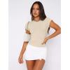 Zeagoo Women Crewneck Slim Fitted Short Sleeve T Shirts Cute Stretchy Bodycon Basic Tee Tops(Short Sleeve Apricot)