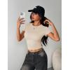 Zeagoo Women Crewneck Slim Fitted Short Sleeve T Shirts Cute Stretchy Bodycon Basic Tee Tops(Short Sleeve Apricot)