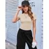 Zeagoo Women Crewneck Slim Fitted Short Sleeve T Shirts Cute Stretchy Bodycon Basic Tee Tops(Short Sleeve Apricot)
