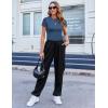 Zeagoo Women Crewneck Slim Fitted Short Sleeve T Shirts Cute Stretchy Bodycon Basic Tee Tops(Short Sleeve Blue)