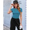 Zeagoo Women Crewneck Slim Fitted Short Sleeve T Shirts Cute Stretchy Bodycon Basic Tee Tops(Short Sleeve Lake Blue)