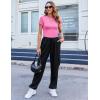 Zeagoo Women Crewneck Slim Fitted Short Sleeve T Shirts Cute Stretchy Bodycon Basic Tee Tops(Short Sleeve Rose Red)