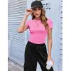 Zeagoo Women Crewneck Slim Fitted Short Sleeve T Shirts Cute Stretchy Bodycon Basic Tee Tops(Short Sleeve Rose Red)