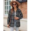 Zeagoo Women Flannel Shacket Jacket Plaid Button Down Long Sleeve Shirt Fall Outfits 2026(Black)