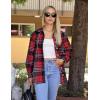 Zeagoo Women Flannel Shacket Jacket Plaid Button Down Long Sleeve Shirt Fall Outfits 2026(Black Red)