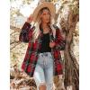 Zeagoo Women Flannel Shacket Jacket Plaid Button Down Long Sleeve Shirt Fall Outfits 2026(Black Red)