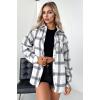 Zeagoo Women Flannel Shacket Jacket Plaid Button Down Long Sleeve Shirt Fall Outfits 2026(Black White)