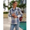 Zeagoo Women Flannel Shacket Jacket Plaid Button Down Long Sleeve Shirt Fall Outfits 2026(Blue)