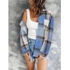 Zeagoo Women Flannel Shacket Jacket Plaid Button Down Long Sleeve Shirt Fall Outfits 2026(Blue Plaid-gw354)