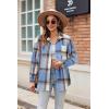 Zeagoo Women Flannel Shacket Jacket Plaid Button Down Long Sleeve Shirt Fall Outfits 2026(Blue Plaid-gw354)