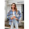 Zeagoo Women Flannel Shacket Jacket Plaid Button Down Long Sleeve Shirt Fall Outfits 2026(Blue Plaid-gw354)