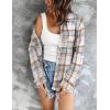 Zeagoo Women Flannel Shacket Jacket Plaid Button Down Long Sleeve Shirt Fall Outfits 2026(Blue White)