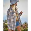 Zeagoo Women Flannel Shacket Jacket Plaid Button Down Long Sleeve Shirt Fall Outfits 2026(Blue White)