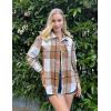 Zeagoo Women Flannel Shacket Jacket Plaid Button Down Long Sleeve Shirt Fall Outfits 2026(Brown)