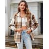 Zeagoo Women Flannel Shacket Jacket Plaid Button Down Long Sleeve Shirt Fall Outfits 2026(Brown)