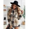 Zeagoo Women Flannel Shacket Jacket Plaid Button Down Long Sleeve Shirt Fall Outfits 2026(Brown 2)