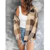 Zeagoo Women Flannel Shacket Jacket Plaid Button Down Long Sleeve Shirt Fall Outfits 2026(Brown 2)