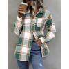 Zeagoo Women Flannel Shacket Jacket Plaid Button Down Long Sleeve Shirt Fall Outfits 2026(Dark Green)