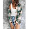 Zeagoo Women Flannel Shacket Jacket Plaid Button Down Long Sleeve Shirt Fall Outfits 2026(Dark Green)