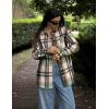Zeagoo Women Flannel Shacket Jacket Plaid Button Down Long Sleeve Shirt Fall Outfits 2026(Green)