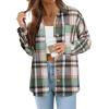 Zeagoo Women Flannel Shacket Jacket Plaid Button Down Long Sleeve Shirt Fall Outfits 2026(Green)