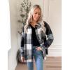 Zeagoo Women Flannel Shacket Jacket Plaid Button Down Long Sleeve Shirt Fall Outfits 2026(Grey Black)