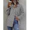 Zeagoo Women Flannel Shacket Jacket Plaid Button Down Long Sleeve Shirt Fall Outfits 2026(Houndstooth 1)