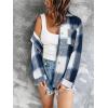Zeagoo Women Flannel Shacket Jacket Plaid Button Down Long Sleeve Shirt Fall Outfits 2026(Navy Plaid-gz547)